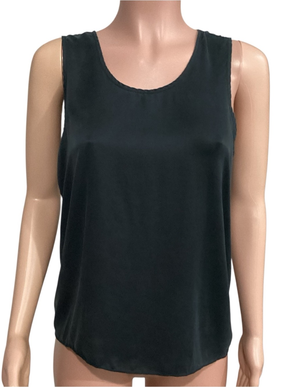 Quince Silk Washable Black Scoop Neck Tank Top size Medium
